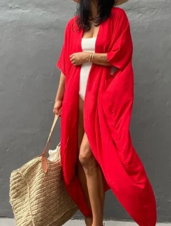 Women's Dressy Dusters Dressy Jackets Vacation Outdoor clothing Holiday Summer Spring Fall Coat Regular Fit Comfy Outdoor Swimming Sports Vacation Holiday Modern Jacket Pure Color Lace up Pleated