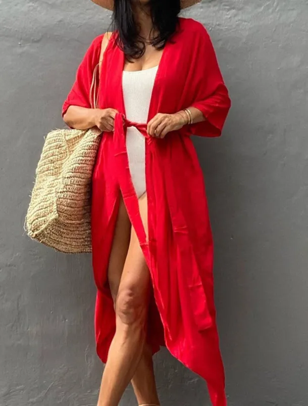 Women's Dressy Dusters Dressy Jackets Vacation Outdoor clothing Holiday Summer Spring Fall Coat Regular Fit Comfy Outdoor Swimming Sports Vacation Holiday Modern Jacket Pure Color Lace up Pleated