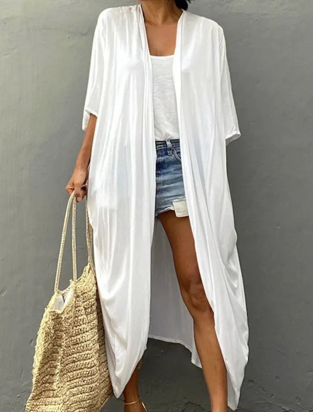 Women's Dressy Dusters Dressy Jackets Vacation Outdoor clothing Holiday Summer Spring Fall Coat Regular Fit Comfy Outdoor Swimming Sports Vacation Holiday Modern Jacket Pure Color Lace up Pleated