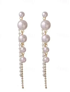 Women's Drop Earrings Earrings Classic Blessed Imitation Pearl Earrings Jewelry Gold For Wedding Christmas Daily Prom Festival