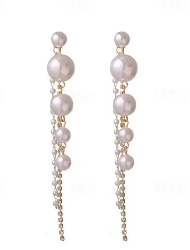 Women's Drop Earrings Earrings Classic Blessed Imitation Pearl Earrings Jewelry Gold For Wedding Christmas Daily Prom Festival