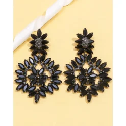 Women's Drop Earrings Geometrical Snowflake Precious Statement Imitation Diamond Earrings Jewelry Black For Party Club 1 Pair