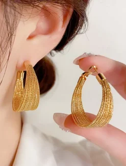 Women's Drop Earrings Hoop Earrings Silver Gold Alloy Elegant Fashion Daily Round
