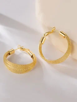 Women's Drop Earrings Hoop Earrings Silver Gold Alloy Elegant Fashion Daily Round