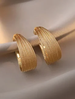 Women's Drop Earrings Hoop Earrings Silver Gold Alloy Elegant Fashion Daily Round