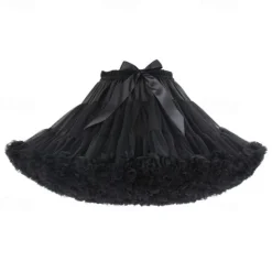 Women's Elastic Waist Chiffon Petticoat Puffy Tutu Tulle Skirt Princess Ballet Dance Pettiskirts Underskirt