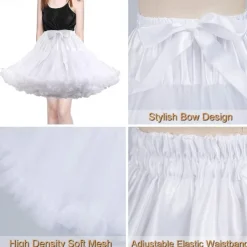 Women's Elastic Waist Chiffon Petticoat Puffy Tutu Tulle Skirt Princess Ballet Dance Pettiskirts Underskirt