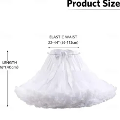 Women's Elastic Waist Chiffon Petticoat Puffy Tutu Tulle Skirt Princess Ballet Dance Pettiskirts Underskirt
