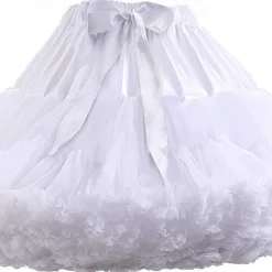 Women's Elastic Waist Chiffon Petticoat Puffy Tutu Tulle Skirt Princess Ballet Dance Pettiskirts Underskirt