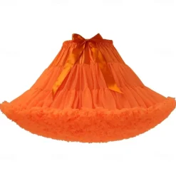 Women's Elastic Waist Chiffon Petticoat Puffy Tutu Tulle Skirt Princess Ballet Dance Pettiskirts Underskirt