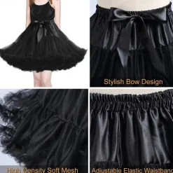 Women's Elastic Waist Chiffon Petticoat Puffy Tutu Tulle Skirt Princess Ballet Dance Pettiskirts Underskirt