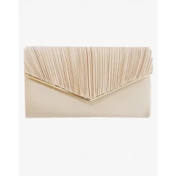 Women's Elegant Beige Clutch Bag with Detachable Chain Strap – Versatile Evening Purse for Weddings, Parties, and Formal Events