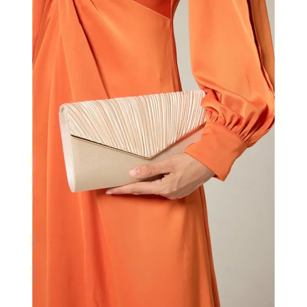 Women's Elegant Beige Clutch Bag with Detachable Chain Strap – Versatile Evening Purse for Weddings, Parties, and Formal Events