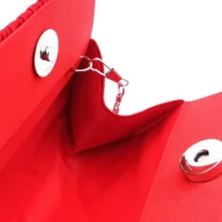 Women's Elegant Evening Clutch Bag - Rhinestone Handle, Pleated Satin, Wedding & Party Purse