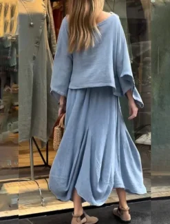 Women's Elegant Fashion Basic Pants Sets Long Sleeve Round Neck Solid Color Outdoor Work Casual Black White Yellow Summer Regular Fit