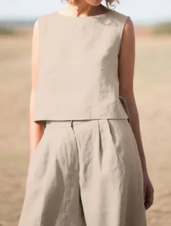 Women's Elegant Fashion Streetwear Shirt Blouse Sleeveless Crew Neck Solid Color Outdoor Work Casual Navy Blue Orange Green Summer Loose Fit