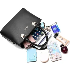 Women's Elegant White Faux Leather Handbag with Gold Hardware and Floral Charm - Stylish Shoulder Bag for Daily Use and Special Occasions