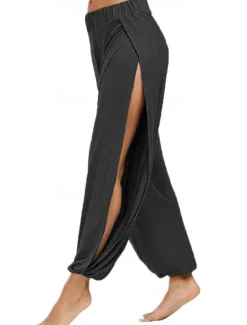 Women's EU / US Size Active Baggy Pants Harem Pants Hippie Buddha Pants Full Length High Waist Solid Colored Hole Moisture Wicking Soft Comfortable Sport Casual Daily anthracite Summer All Seasons