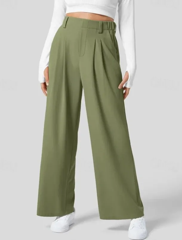 Women's EU / US Size Pants Trousers Casual / Sporty Full Length Natural Comfortable Micro-elastic Wine Amethyst Depression Green Almond Spring, Fall, Winter, Summer