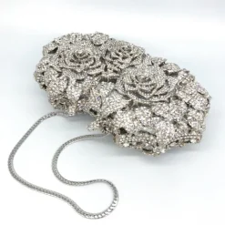 Women's Evening Bag Clutch Clutch Bags Alloy Party Party / Evening Bridal Shower Crystals Chain Rhinestone Flower Silver Gold