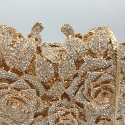 Women's Evening Bag Clutch Clutch Bags Alloy Party Party / Evening Bridal Shower Crystals Chain Rhinestone Flower Silver Gold