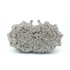 Women's Evening Bag Clutch Clutch Bags Alloy Party Party / Evening Bridal Shower Crystals Chain Rhinestone Flower Silver Gold