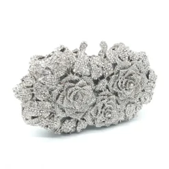 Women's Evening Bag Clutch Clutch Bags Alloy Party Party / Evening Bridal Shower Crystals Chain Rhinestone Flower Silver Gold