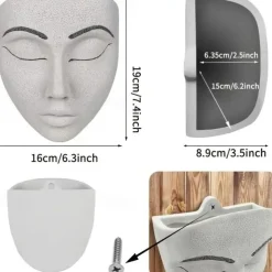 Women's Face Pot Wall Decoration Pot Resin Wall Hanging Flower Pots For Indoor Outdoor Plants Garden Decor