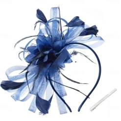 Women's Fascinators Feathers Mesh Ribbons Kentucky Derby Hat Tea Party Hats with Headband and Clip Fascinator Hat