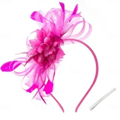 Women's Fascinators Feathers Mesh Ribbons Kentucky Derby Hat Tea Party Hats with Headband and Clip Fascinator Hat