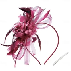 Women's Fascinators Feathers Mesh Ribbons Kentucky Derby Hat Tea Party Hats with Headband and Clip Fascinator Hat