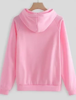 Women's Fashion Streetwear Daily Pants Sets Long Sleeve Hooded Solid Color Casual Daily Black Pink Red Summer Regular Fit