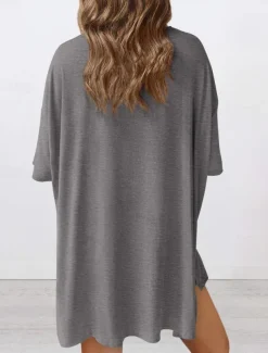 Women's Fashion Streetwear Daily Shorts Sets Short Sleeve Crew Neck Solid Color Casual Daily Black White Red Summer Loose Fit