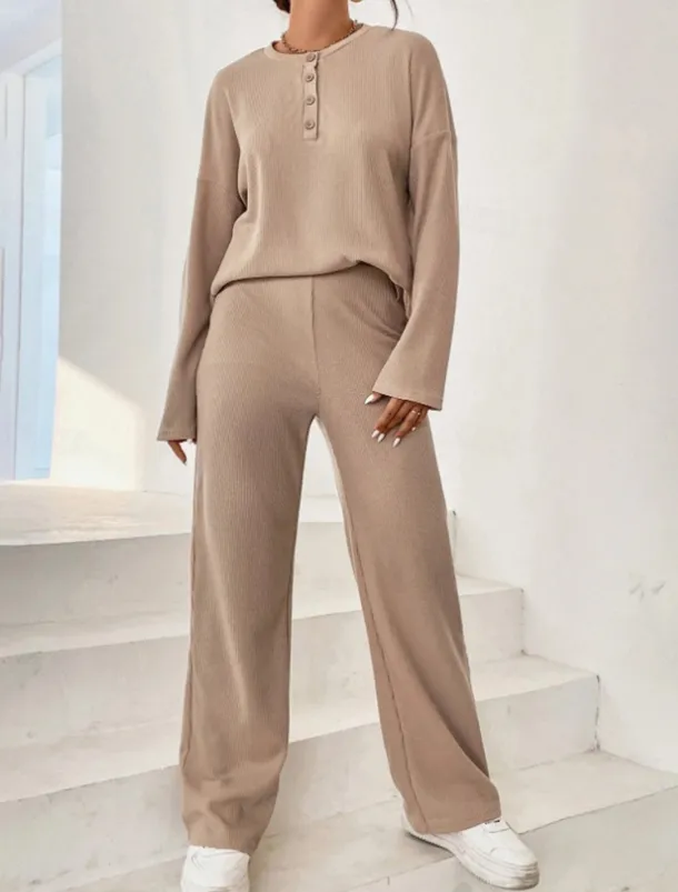 Women's Fashion Streetwear Daily Sweatshirt Sweatpants Long Sleeve Crew Neck Plain Casual Daily Navy Blue Blue Khaki Fall Regular Fit