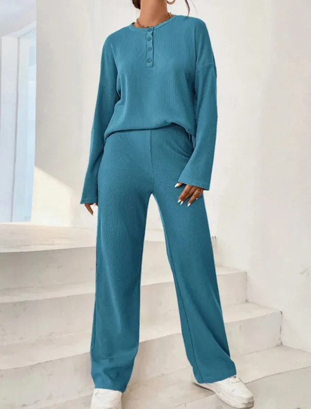 Women's Fashion Streetwear Daily Sweatshirt Sweatpants Long Sleeve Crew Neck Plain Casual Daily Navy Blue Blue Khaki Fall Regular Fit