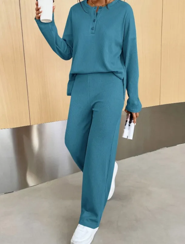 Women's Fashion Streetwear Daily Sweatshirt Sweatpants Long Sleeve Crew Neck Plain Casual Daily Navy Blue Blue Khaki Fall Regular Fit