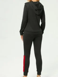 Women's Fashion Streetwear Daily Hoodie Pants Sets Long Sleeve Hooded Geometric Print Casual Daily Pink Red Royal Blue Summer Regular Fit