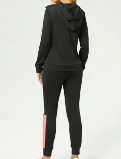 Women's Fashion Streetwear Daily Hoodie Pants Sets Long Sleeve Hooded Geometric Print Casual Daily Pink Red Royal Blue Summer Regular Fit