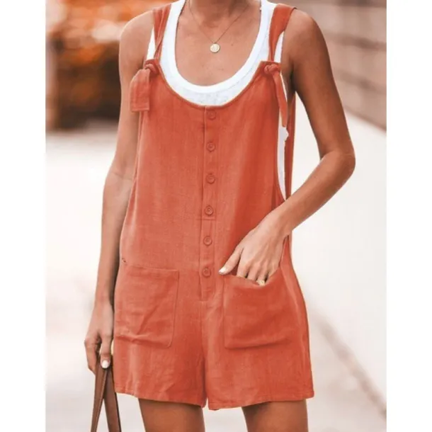 Women's Fashion Streetwear Overalls Short Pants Daily Weekend Inelastic Plain Linen / Cotton Blend Breathable Soft Mid Waist Loose Green Black Army Green Fuchsia Khaki S M L XL XXL