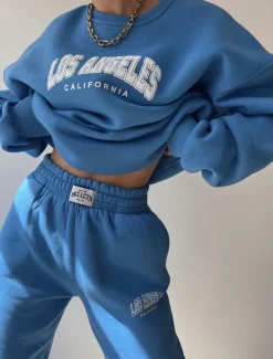 Women's Fashion Streetwear Daily Sweatshirt Sweatpants Long Sleeve Crew Neck Letter Print Casual Daily Blue Brown Beige Fall Regular Fit