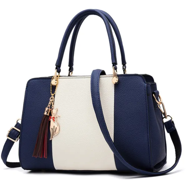 Women's Fashionable Colorblock Handbag with Cat Charm - Perfect for Daily Use and Casual Outings