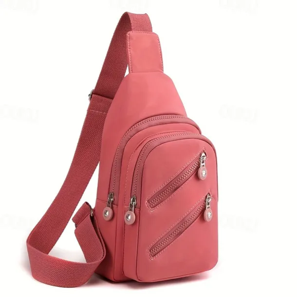 Women's Fashionable Sling Bag with Multiple Zippers and Adjustable Strap - Trendy, Lightweight Crossbody Bag for Casual & Travel Use