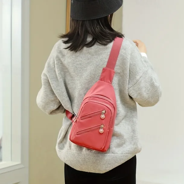 Women's Fashionable Sling Bag with Multiple Zippers and Adjustable Strap - Trendy, Lightweight Crossbody Bag for Casual & Travel Use