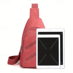 Women's Fashionable Sling Bag with Multiple Zippers and Adjustable Strap - Trendy, Lightweight Crossbody Bag for Casual & Travel Use