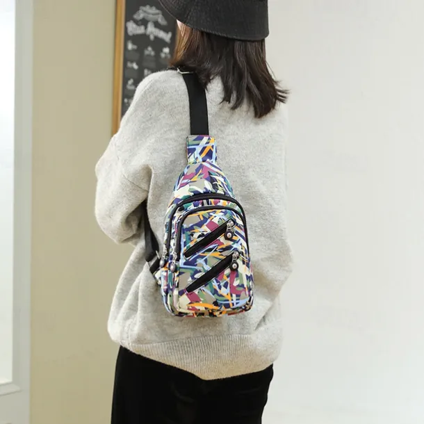 Women's Fashionable Sling Bag with Multiple Zippers and Adjustable Strap - Trendy, Lightweight Crossbody Bag for Casual & Travel Use