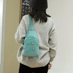 Women's Fashionable Sling Bag with Multiple Zippers and Adjustable Strap - Trendy, Lightweight Crossbody Bag for Casual & Travel Use