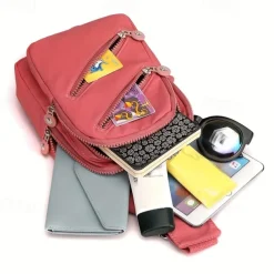 Women's Fashionable Sling Bag with Multiple Zippers and Adjustable Strap - Trendy, Lightweight Crossbody Bag for Casual & Travel Use