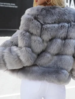 Women's Faux Fur Coat Active Elegant Comfortable Street Style Faux Fur Trim Outdoor Daily Wear Vacation Going out Faux Fur Short Coat Winter Fall Purple Pink Fuchsia Open Front Collarless Regular Fit