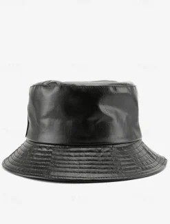 Women's Faux Leather Bucket Hat – Stylish and Versatile, Available in Multiple Colors for a Trendy Look