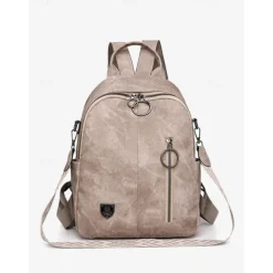 Women's Faux Leather Convertible Backpack in Brown with Adjustable Straps, Multiple Carrying Styles, and Zipper Pockets – Ideal for Travel, Work, and Everyday Use